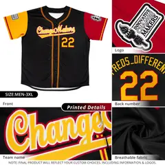 Black Yellow-Red Raglan Sleeves Baseball Jersey 4