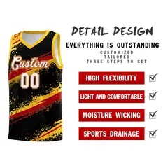 Black Yellow Red Reversible Stellar Strike Dynamic Basketball Jersey 3
