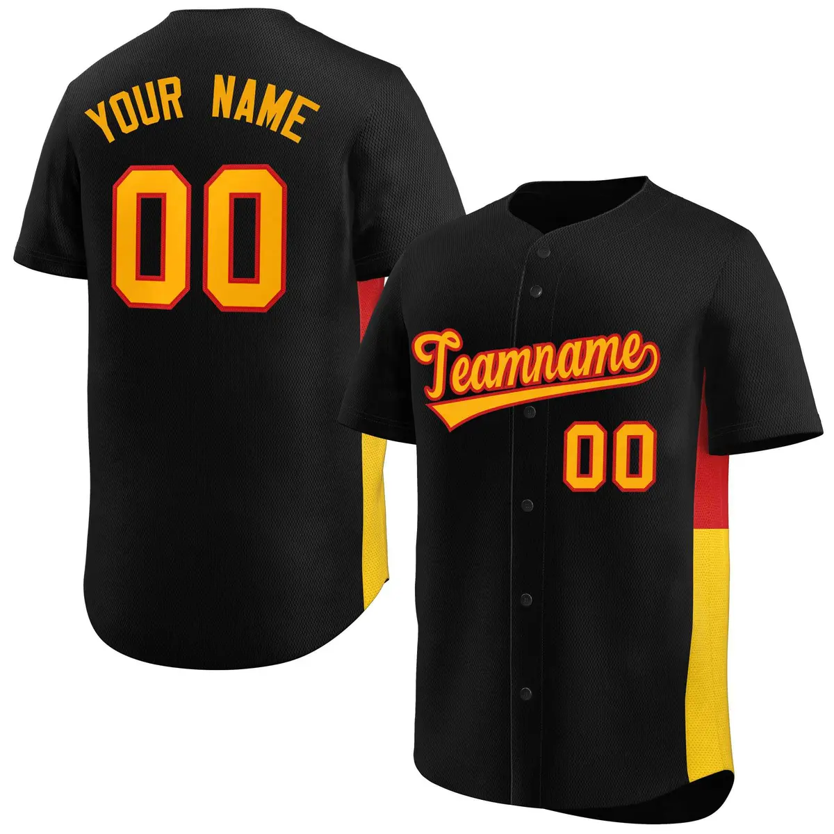 Black Yellow-Red Side Two-Tone Authentic Baseball Jersey