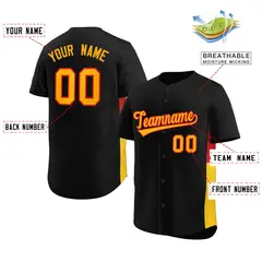 Black Yellow-Red Side Two-Tone Authentic Baseball Jersey 2