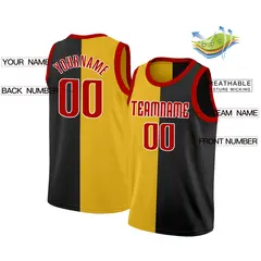 Black Yellow-Red Split Fashion Basketball Jersey 2