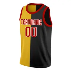 Black Yellow-Red Split Fashion Basketball Jersey 3