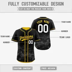 Black Yellow Reversible City Skyline Graffiti Baseball Jersey 3