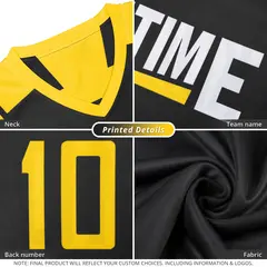 Black Yellow Reversible Double Side Basketball Jersey 2