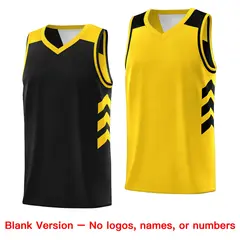 Black Yellow Reversible Double Side Basketball Jersey 3