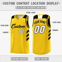 Black Yellow Reversible Double Side Basketball Jersey 3