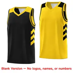 Black Yellow Reversible Double Side Basketball Jersey 7