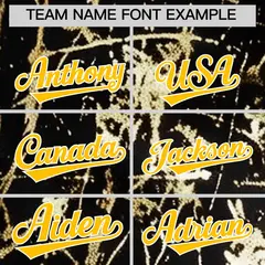 Black Yellow Shiny Gold Cracked Texture Baseball Jersey 4