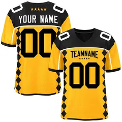 Black Yellow Side Blocks Raglan Authentic Football Jersey 1