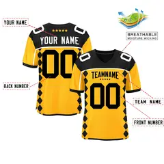 Black Yellow Side Blocks Raglan Authentic Football Jersey 2