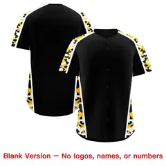 Black Yellow Side Camo Baseball Jersey 7