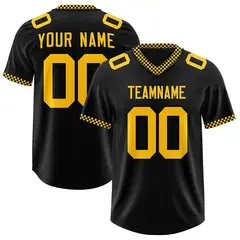 Black Yellow Square Neckline Football Jersey