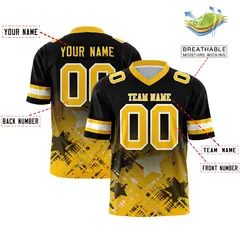 Black Yellow Star Gradient Flag Football Jersey 2