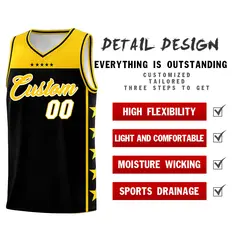 Black Yellow Star Pattern Team Basketball Jersey 2