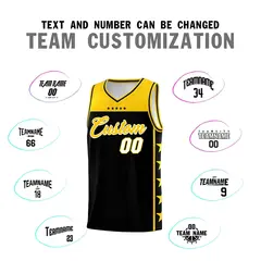 Black Yellow Star Pattern Team Basketball Jersey 4