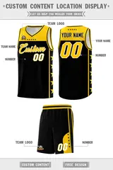 Black Yellow Star Pattern Team Basketball Jersey 5