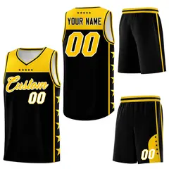 Black Yellow Star Pattern Team Basketball Jersey 6