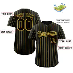 Black Yellow Stripe Fashion Baseball Jersey 2