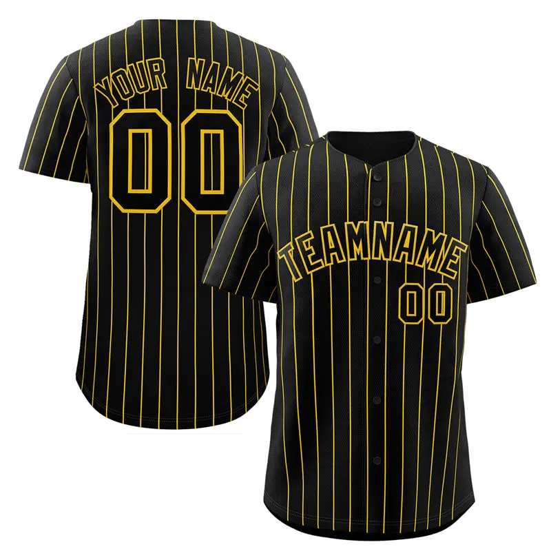 Black Yellow Stripe Fashion Baseball Jersey