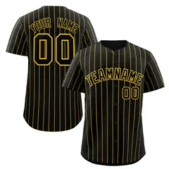 Black Yellow Stripe Fashion Baseball Jersey