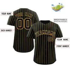 Black Yellow Stripe Fashion Baseball Jersey 2