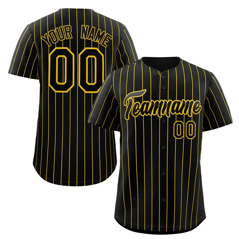 Black Yellow Stripe Fashion Baseball Jersey