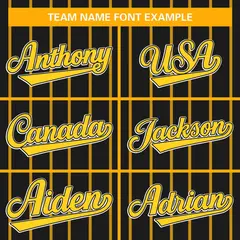 Black Yellow Stripe Full Button Authentic Baseball Jersey 3