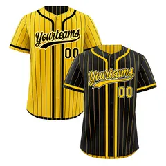 Black Yellow Striped Reversible Baseball Jersey