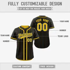 Black Yellow Striped Reversible Baseball Jersey 3