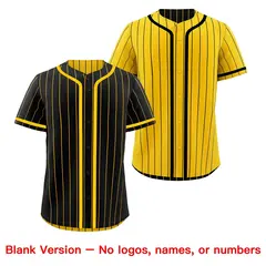 Black Yellow Striped Reversible Baseball Jersey 9