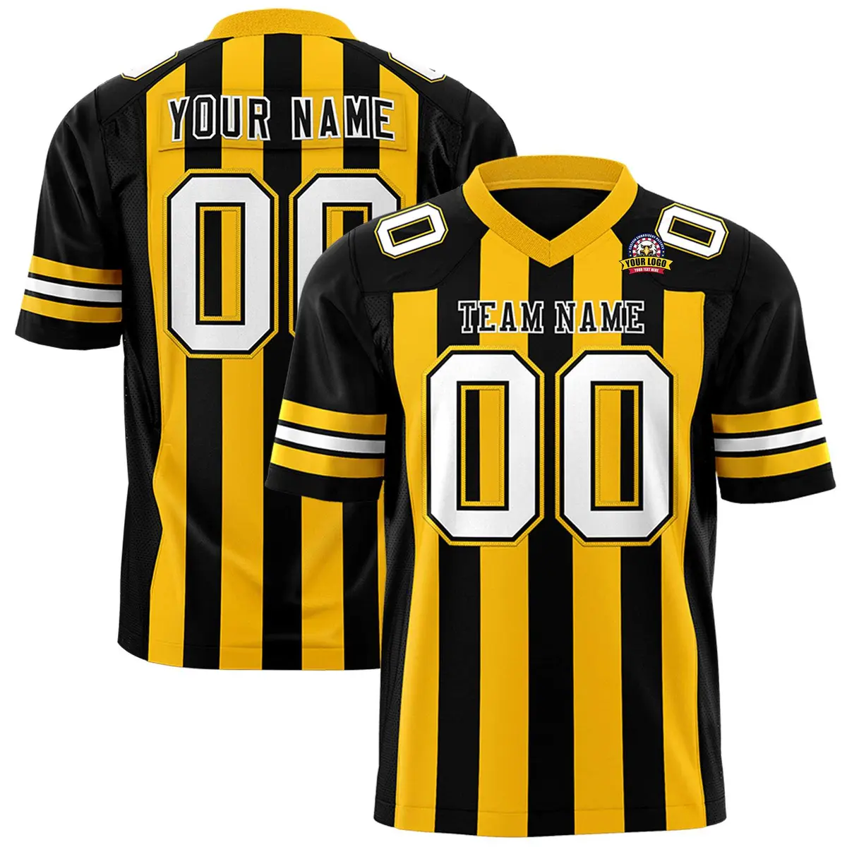 Black Yellow Thick Stripe Authentic Football Jersey