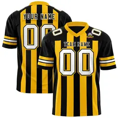 Black Yellow Thick Stripe Authentic Football Jersey