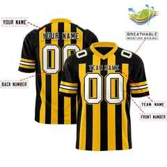 Black Yellow Thick Stripe Authentic Football Jersey 2