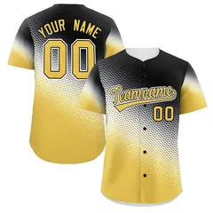 Black Yellow Tiny Spot Gradient Authentic Baseball Jersey