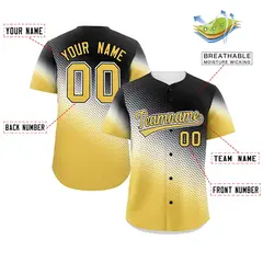 Black Yellow Tiny Spot Gradient Authentic Baseball Jersey 2