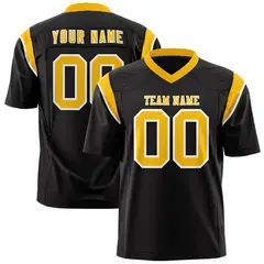 Black Yellow Two-Tone Shoulder Cut Flag Football Jersey 1