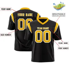 Black Yellow Two-Tone Shoulder Cut Flag Football Jersey 2