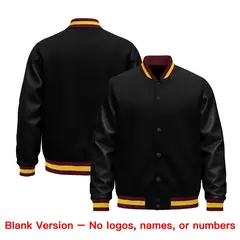 Black Yellow Varsity Jacket with Faux Leather Sleeves 6