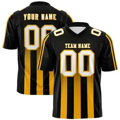 Black Yellow Vertical Fine Stripe Gradient Football Jersey