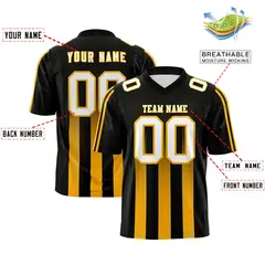 Black Yellow Vertical Fine Stripe Gradient Football Jersey 2