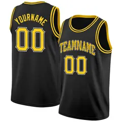 Black Yellow-White Breathable Classic Tops Basketball Jersey