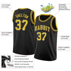 Black Yellow-White Breathable Classic Tops Basketball Jersey 2