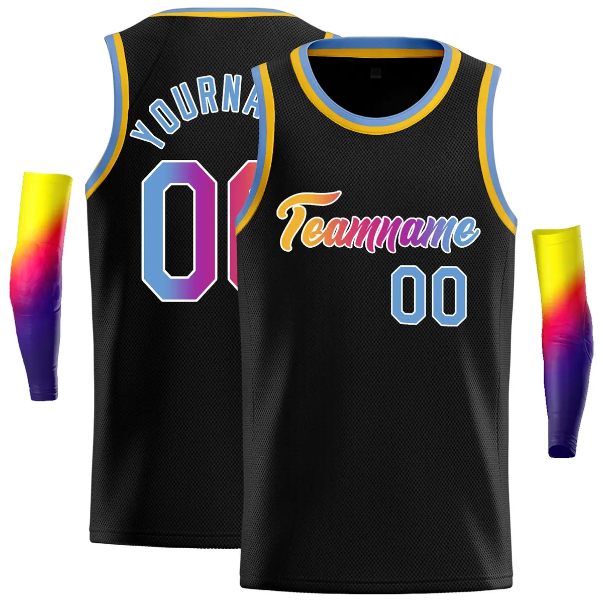 Black Yellow-White Classic Basketball Jersey