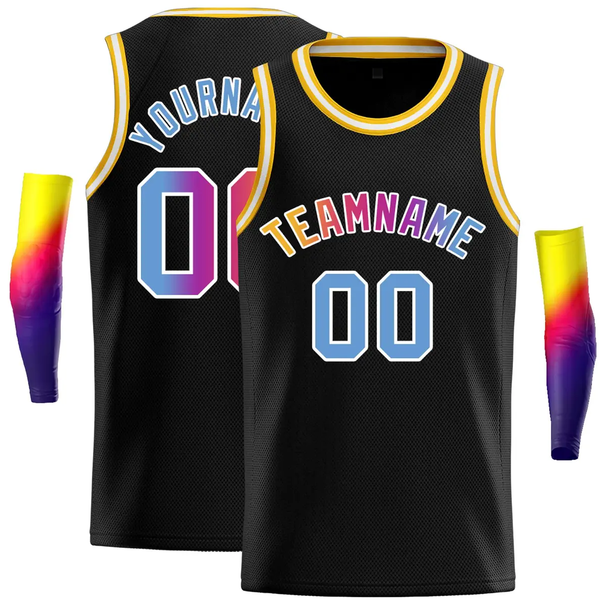 Black Yellow-White Classic Basketball Jersey