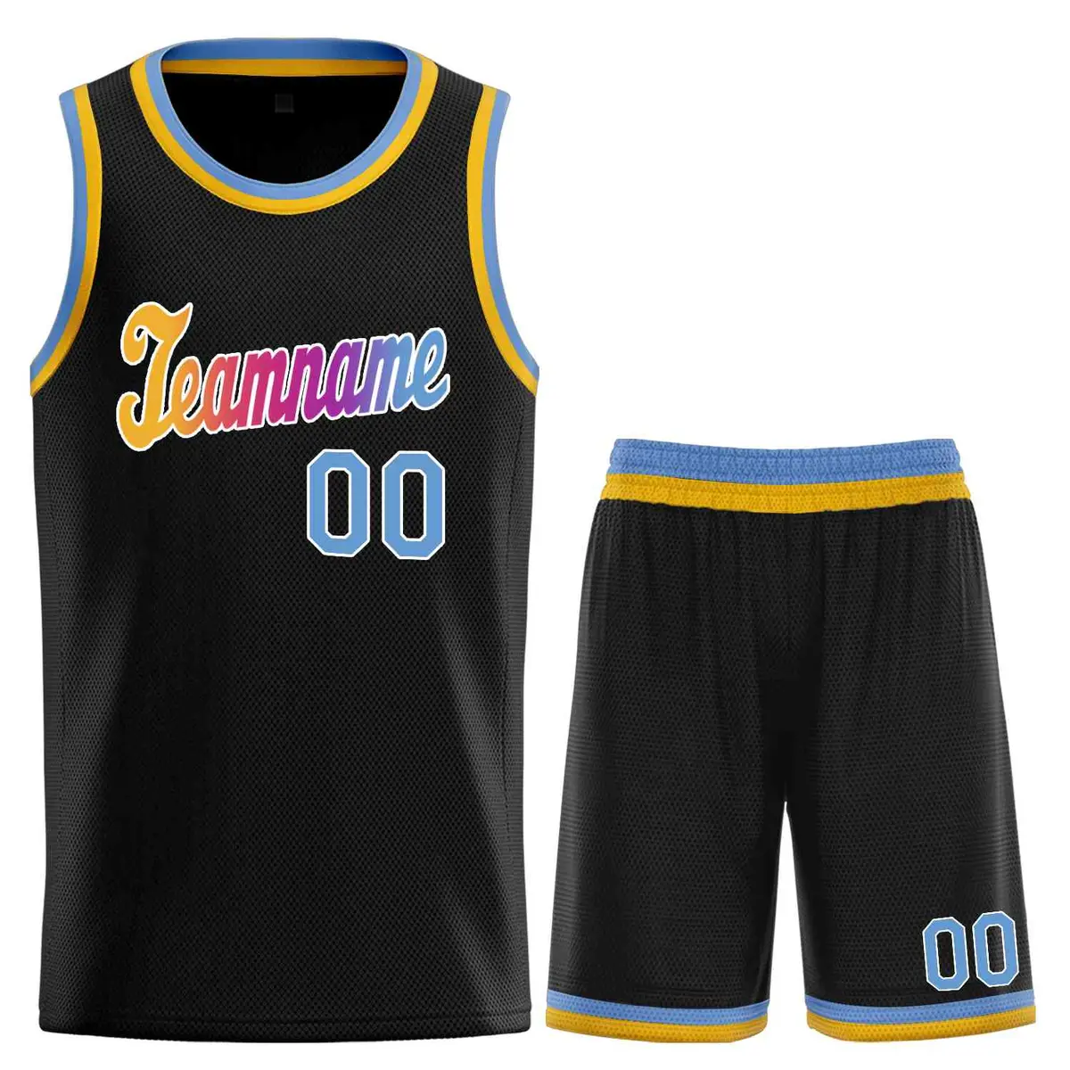 Black Yellow-White Classic Basketball Uniform Jersey