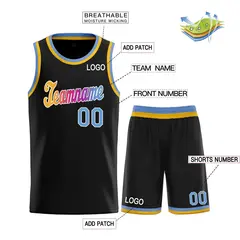 Black Yellow-White Classic Basketball Uniform Jersey 3