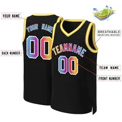 Black Yellow-White Classic Gradient Basketball Jersey