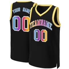 Black Yellow-White Classic Gradient Basketball Jersey