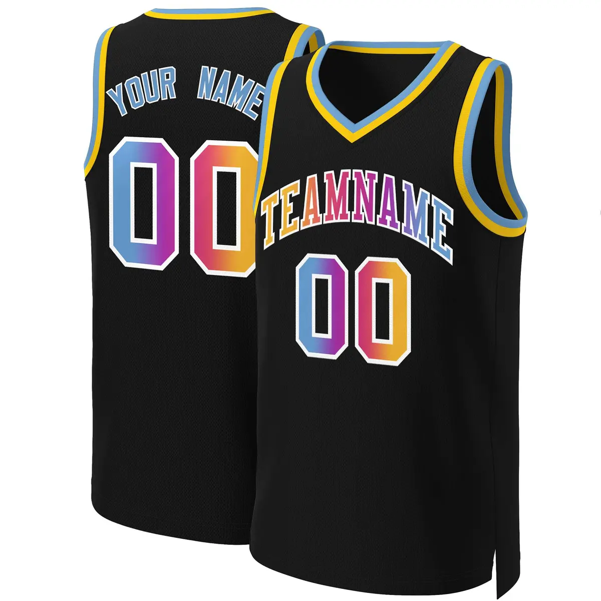 Black Yellow-White Classic Gradient Basketball Jersey