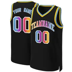 Black Yellow-White Classic Gradient Basketball Jersey 1
